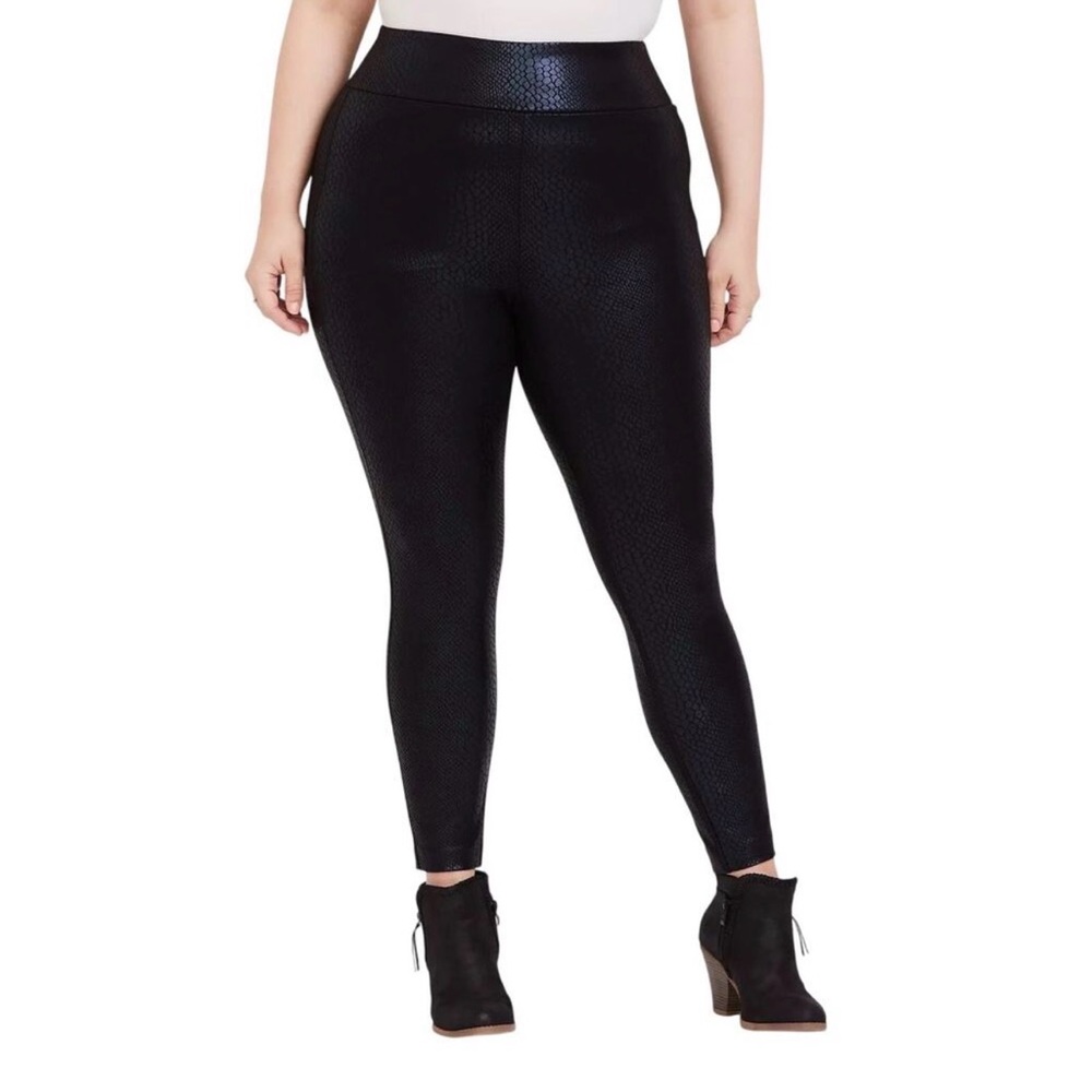 Torrid Pixie Textured Black Dressy Stretch Pants Leggings 1X